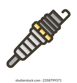 Spark Plug Vector Thick Line Filled Colors Icon For Personal And Commercial Use.
