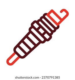 Spark Plug Vector Thick Line Two Color Icons For Personal And Commercial Use.
