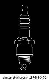 spark plug white on black background