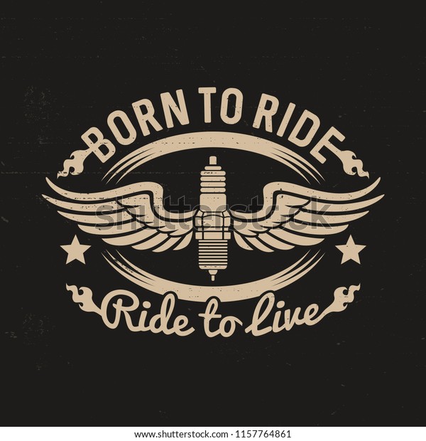 Spark plug with wings illustration. Vintage\
motorcycle emblem