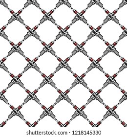 Spark plugs Pattern. Garage Seamless symbols. Stock Vector mechanic wallpaper illustration isolated on white background.