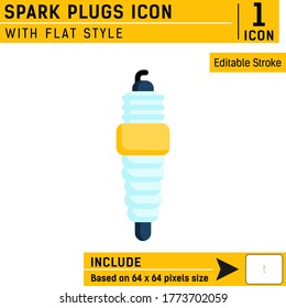icono superior de las bujías con estilo plano aislado en fondo blanco. Plantilla de diseño de iconos vectores con un estilo de color plano. Diseño para sitio web o aplicación móvil, UI, UX y más. Incluir 64x64 píxeles basados
