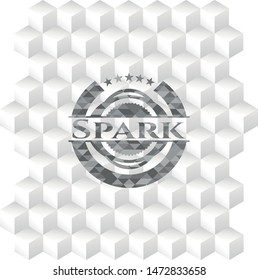 Spark realistic grey emblem with cube white background