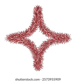 Spark. Red glitter. Tinsel. Color vector illustration. Isolated white background. Fire object. Cute shining decoration. Decorative element. Idea for web design.