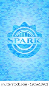 Spark sky blue emblem with triangle mosaic background