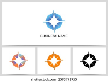 Spark Star Twilight Octagon Negative Space Logo Design