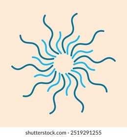 Spark in sun shape isolated on beige background