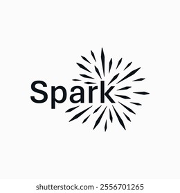Spark typography text logo design, firework and sunlight vector concept 