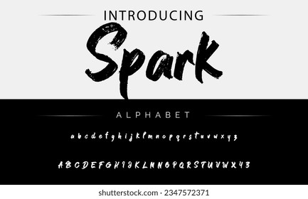 Spark vector brush style font, alphabet, typeface