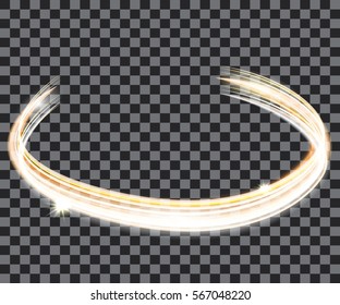 Spark vector light effects. Golden  shine. Magic illumination. Glowing rays and flash. spotight  blurred motion. Transparent background. 