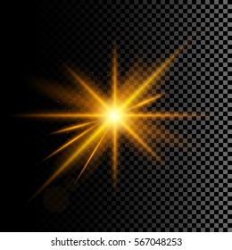 Spark vector light effects. Golden star and star burst shine. Magic illumination. Glowing rays and flash. spotight  blurred motion.