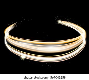 Spark vector light effects. Golden  shine. Magic illumination. Glowing rays and flash. spotight  blurred circle motion. 