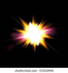 Spark vector light effects. Golden star and star burst shine. Magic illumination. Glowing rays and flash. spotight blurred motion.