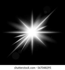 Spark vector light effects. Silver star and star burst shine. Magic illumination. Glowing rays and flash. spotight  blurred motion. 