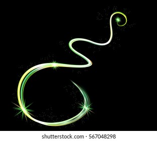 Spark vector light effects.Greenshine. Magic illumination. Glowing rays and flash. spotight  blurred motion. 