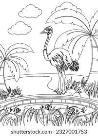 Spark your child's imagination with our captivating animal and ostrich coloring page for kids. Let them discover the animal kingdom while coloring adorable creatures, including the fascinating ostrich