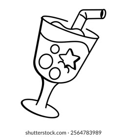 Sparking drink icon in doodle style
