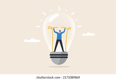 Sparking new business ideas. Creativity, innovation. Processes and solutions. Leadership that faces problems. Manager or leadership plug in idea light bulb.