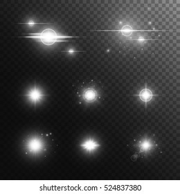 Sparkle background. Christmas lights. Lens flare. Stage spotlight. Spotlight isolated. Illustration of a transparent backdrop.

