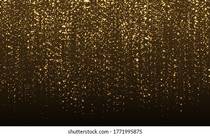 Sparkle Background. Gold Glitter Confetti. Abstract Particles. Sparkling Gold. Vector Illustration. Color Glitter On Black Background. Gold Texture.