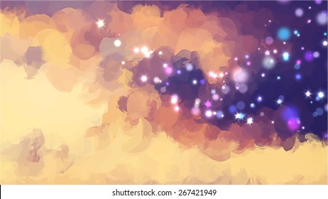 Sparkle blue brush strokes background. Vector version