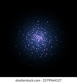 Sparkle blue light. Color glow star isolated on black background. Sparkle glare in galaxy. Flash of light in space. Abstract bright sparkling vector illustration.