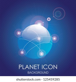 Sparkle blue planet on dark blue background. Vector illustration
