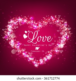 Sparkle bright background with pink heart.vector