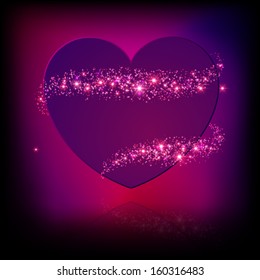 Sparkle bright pink heart. Light card for Valentine's Day