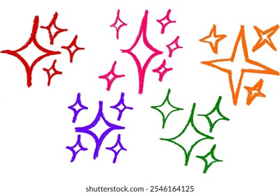 Sparkle Crayon Chalk Drawing Vector Set