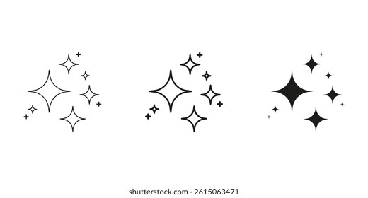 Sparkle Effects Decorative Line And Solid Icon Set. Shine And Glitter Emblem Symbol Collection. Isolated Vector Illustration.