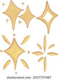 Sparkle emoji clipart hand drawn watercolour illustration