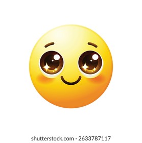 Sparkle eye emoji icon. Yellow face emoticon with sparkling eyes vector illustration isolated.