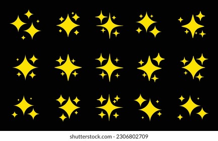 Sparkle firework. Gold star sparkle symbols vector fireworks. Sparkle star icons