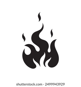 Sparkle flame silhouette. Detailed flame print for t-shirt, banner, logo design. Flame picture isolated on white background. Vector illustration