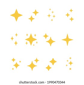 Mostrar un conjunto de iconos plano. Estrellas brillantes, brillantes