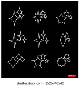 Sparkle flat vector icons. Glow flat vector icons. Shine flat vector icons