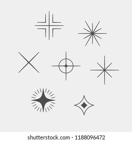 Sparkle flat vector icons. Shine flat vector icons. Glow flat vector icons