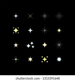 Sparkle flat vector icons. Shine flat vector icons. Glow flat vector icons