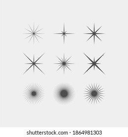 Sparkle flat vector icons. Shine flat vector icons. Glow flat vector icons