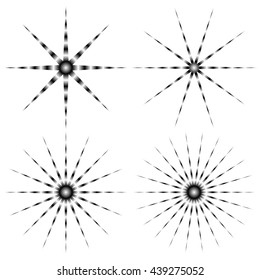 Sparkle, glitter elements isolated on white. Radial-radiating lines.