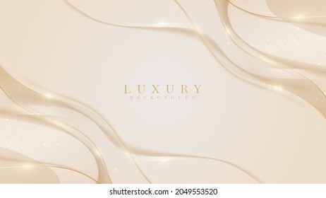 Sparkle glow golden curve line luxury background, Modern cover design. invitation card template concept. Certificate scene idea. Vector illustration.