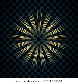 Sparkle gold star, isolated transparent background. Glow shine effect. Golden magic burst with glitter, glowing shiny flare. Flash light explosion. Bright glare design Vector illustration