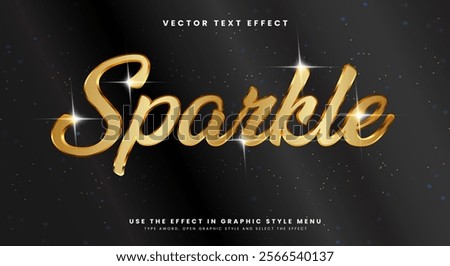 Sparkle golden style 3d editable text effect Template