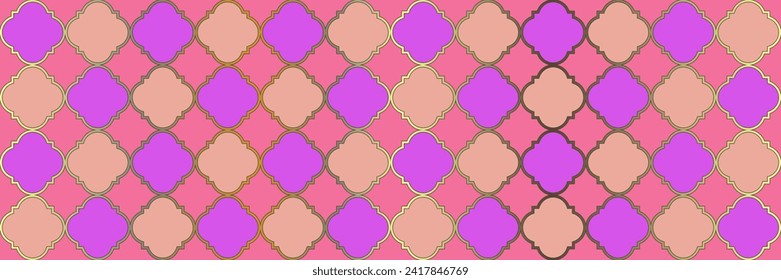 Sparkle Gradient Pattern. Simple Geo Trellis. Cool Eastern Pattern. Quatrefoil Arabic Ethnic Tesselation. Geometric Trellis Tile. Rich Ottoman Texture. Traditional Seamless Oriental Border.