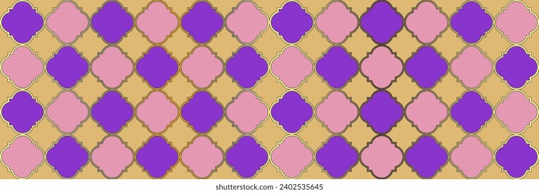 glattes Farbmuster Vintage Geo Hijri. Traditionelles Nahtloses östliches Design. Quatrefolien-marokkanische Ethnische Tesselung. Coole arabische Muster. Geometrisches Trellis-Tile. Silver Ottoman Mosaik.