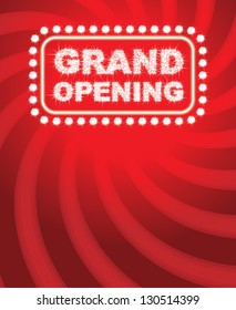 Sparkle Grand Opening Text With Red Background - Vector