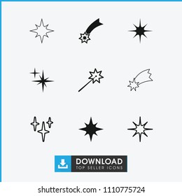 Sparkle icon. collection of 9 sparkle filled and outline icons such as star, clean, falling star. editable sparkle icons for web and mobile.