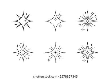 sparkle icon line art vector illustration