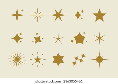 Sparkle icon set. Collection of star shapes. Vector illustration.